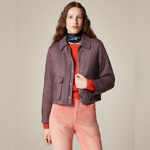 NWT J. Crew Cropped Barn Jacket in ripstop cotton — Color: Gothic Shadow
